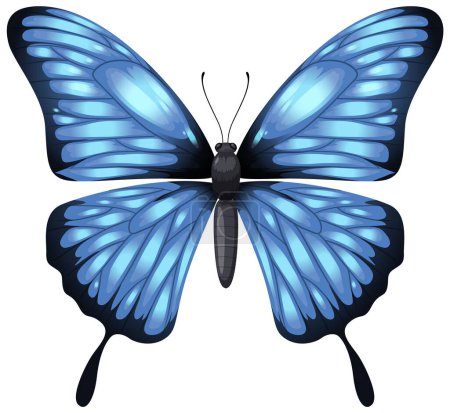 Eine lebhafte Vektorillustration eines blauen Schmetterlings.