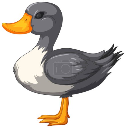 Téléchargez les illustrations : Graphique vectoriel de style dessin animé d'un canard mignon - en licence libre de droit