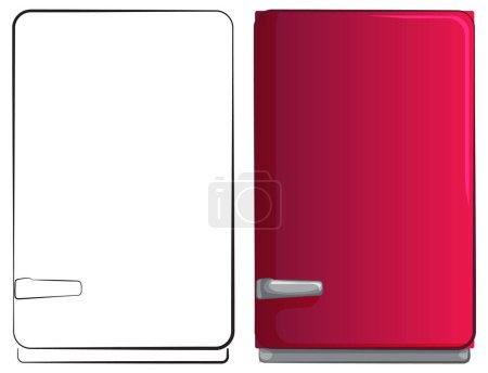 Vector graphic of a closed red refrigerator