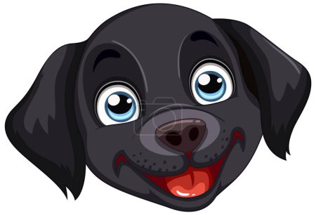 Téléchargez les illustrations : Caricature d'un chien noir heureux souriant. - en licence libre de droit
