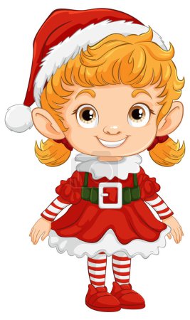 Téléchargez les photos : Illustration vectorielle d'un elfe de Noël féminin mignon. - en image libre de droit