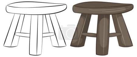 Vector graphic of a basic wooden stool