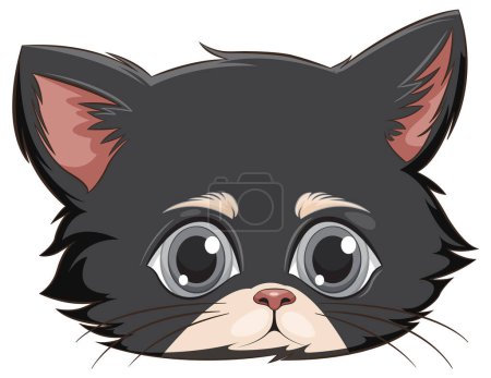 Vector graphic of a cute black and white kitten