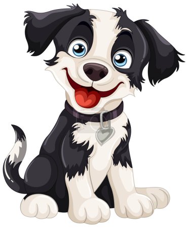 Illustration for Cartoon of a cheerful puppy wearing a collar - Royalty Free Image