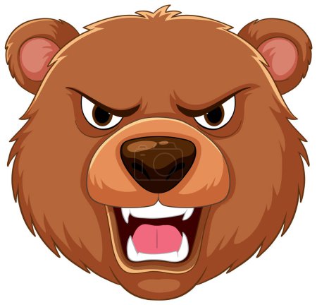 Téléchargez les illustrations : Graphique vectoriel d'un visage d'ours brun en colère - en licence libre de droit