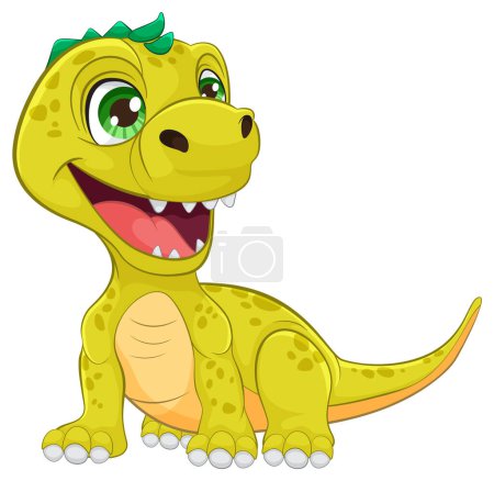 Téléchargez les photos : Dinosaure vert joyeux avec un grand sourire - en image libre de droit