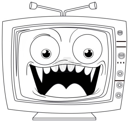 Téléchargez les illustrations : Cartoon TV avec un grand sourire de dents - en licence libre de droit