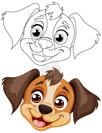 Illustration for Vector art of a happy cartoon puppy face. - Royalty Free Image