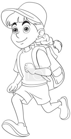 Téléchargez les illustrations : Illustration vectorielle d'un garçon courant avec un sac à dos. - en licence libre de droit