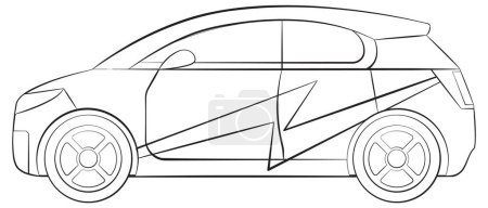 Téléchargez les illustrations : Lignes géométriques abstraites formant une voiture stylisée - en licence libre de droit