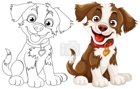 Ilustración de Ilustración vectorial de un cachorro, coloreado y delineado. - Imagen libre de derechos