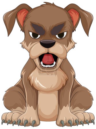 Téléchargez les illustrations : Illustration vectorielle d'un chien de dessin animé féroce - en licence libre de droit