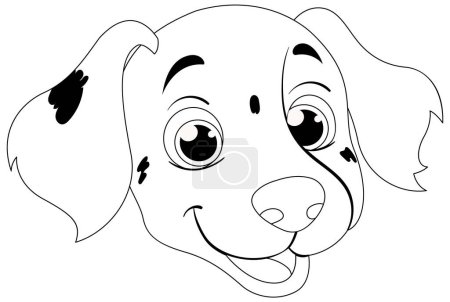 Téléchargez les illustrations : Dessin noir et blanc d'un chien heureux - en licence libre de droit