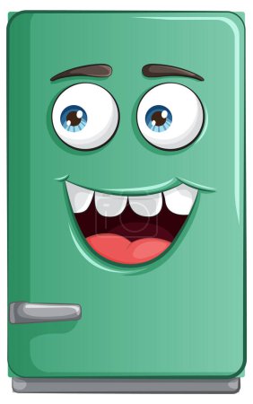 Illustration for A cheerful, animated fridge with a big smile - Royalty Free Image