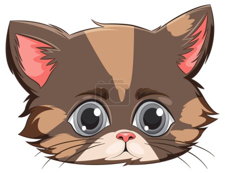 Téléchargez les illustrations : Illustration vectorielle mignonne du visage d'un chaton brun - en licence libre de droit