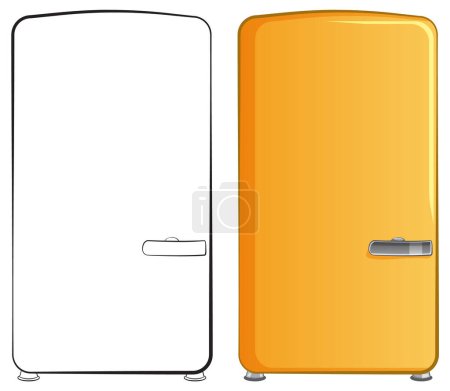 Vector illustration of vintage and contemporary fridges