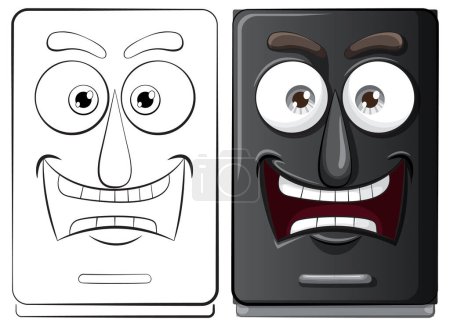 Two cartoon smartphones showing contrasting emotions