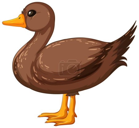 Téléchargez les illustrations : Graphique vectoriel d'un canard brun mignon debout. - en licence libre de droit