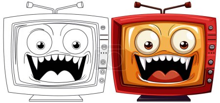 Photo for Two cartoon televisions with lively facial expressions - Royalty Free Image