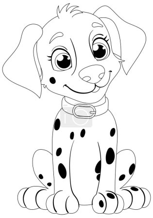 Illustration for Black and white drawing of a happy dalmatian puppy. - Royalty Free Image