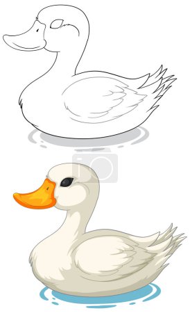 Téléchargez les illustrations : Graphique vectoriel d'un canard flottant paisiblement - en licence libre de droit