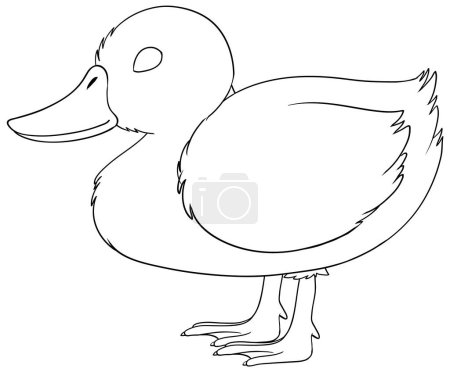 Téléchargez les illustrations : Art linéaire noir et blanc d'un canard - en licence libre de droit