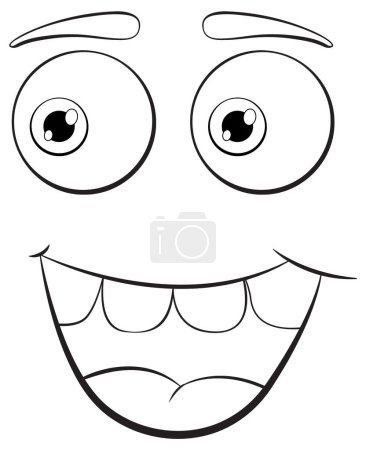 Téléchargez les illustrations : Illustration vectorielle d'un visage de dessin animé heureux - en licence libre de droit
