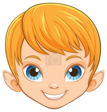 Téléchargez les illustrations : Illustration vectorielle du visage d'un jeune garçon souriant. - en licence libre de droit