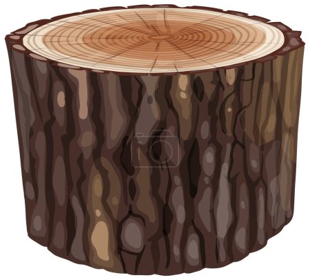 tocón de árbol de estilo de dibujos animados con anillos de crecimiento visibles.