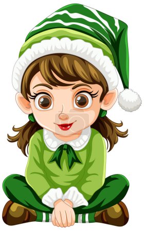 Illustration for Cartoon elf in festive attire smiling joyfully. - Royalty Free Image