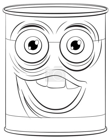 Illustration for Vector illustration of a smiling tin can character. - Royalty Free Image