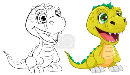 Ilustración de Ilustración vectorial de un dinosaurio, coloreada y delineada. - Imagen libre de derechos