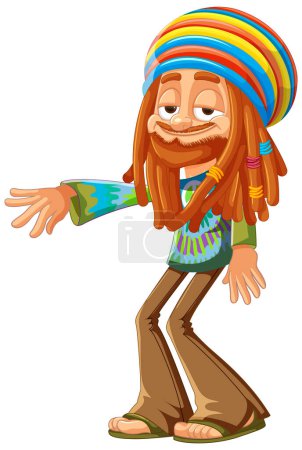 Illustration for Colorful vector of a smiling Rastafarian man. - Royalty Free Image