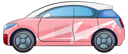 Téléchargez les illustrations : Graphique vectoriel coloré d'une voiture rose moderne - en licence libre de droit
