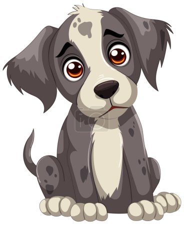 Ilustración de Lindo cachorro de dibujos animados con ojos grandes y expresivos - Imagen libre de derechos