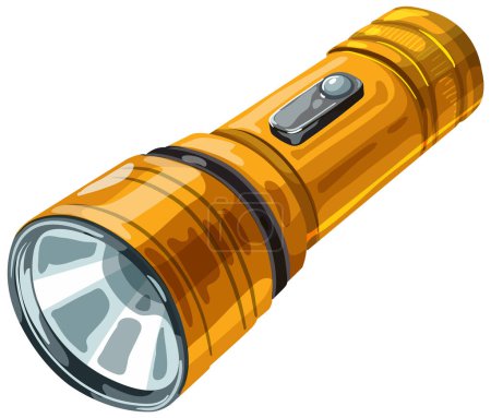 Detailed vector of a yellow handheld flashlight.