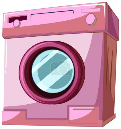 Illustration for Cartoon-style pink washing machine vector graphic - Royalty Free Image