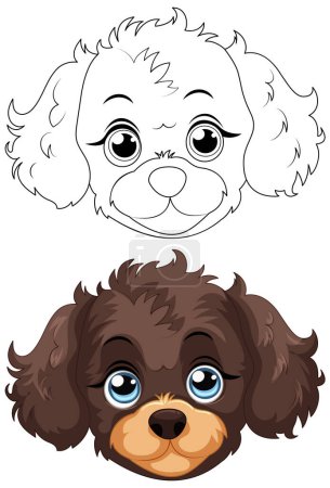 Téléchargez les illustrations : Illustration vectorielle de deux adorables visages de chien - en licence libre de droit