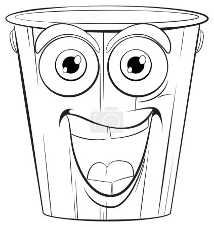 Vector illustration of a smiling trash bin