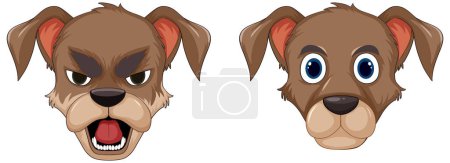 Vector illustration of dogs showing different emotions.