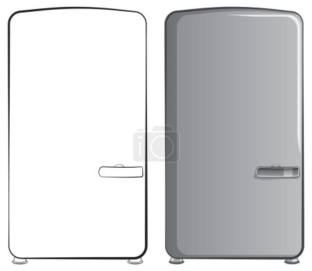 Outlined and shaded vintage refrigerator drawings