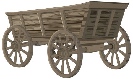 Vecteur détaillé d'un vieux chariot en bois.