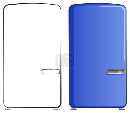 Téléchargez les illustrations : Comparaison côte à côte de deux modèles de réfrigérateur - en licence libre de droit
