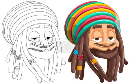 Vector illustration of a smiling Rasta character.