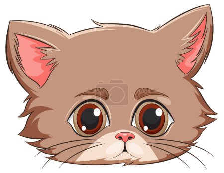 Téléchargez les photos : Mignon visage illustré d'un jeune chat brun - en image libre de droit