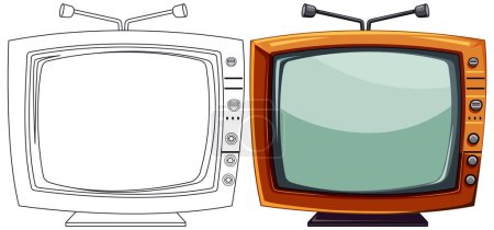 Ilustración de Comparación de diseños de televisores antiguos y nuevos - Imagen libre de derechos