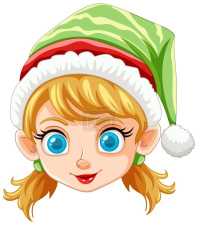 Photo for Cartoon elf girl with a cheerful holiday expression. - Royalty Free Image