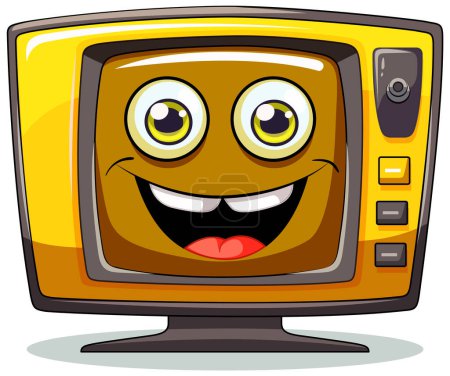 Illustration for Colorful, smiling vintage TV with eyes and mouth - Royalty Free Image