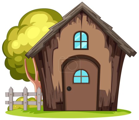 Illustration for Vector illustration of a small wooden house - Royalty Free Image