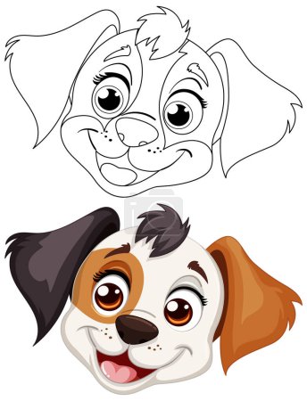 Téléchargez les illustrations : Illustration vectorielle de deux visages de chien heureux. - en licence libre de droit